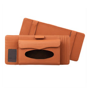 DERANFU 3 In 1 Lichee Texture Multi-function Car Hang Type Leather Towel Box with Card Slot & CD Slot(Brown)