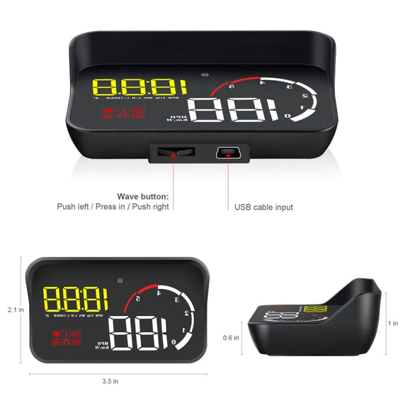 M10 3.5 inch Universal Car OBD2 HUD Vehicle-mounted Head Up Display (Yellow)