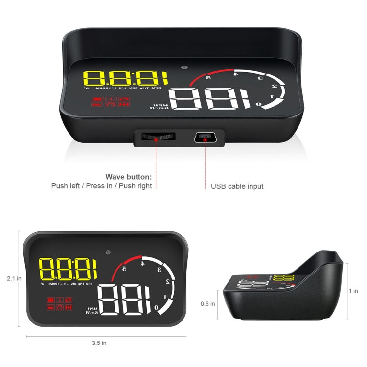 M10 3.5 inch Universal Car OBD2 HUD Vehicle-mounted Head Up Display (Yellow)