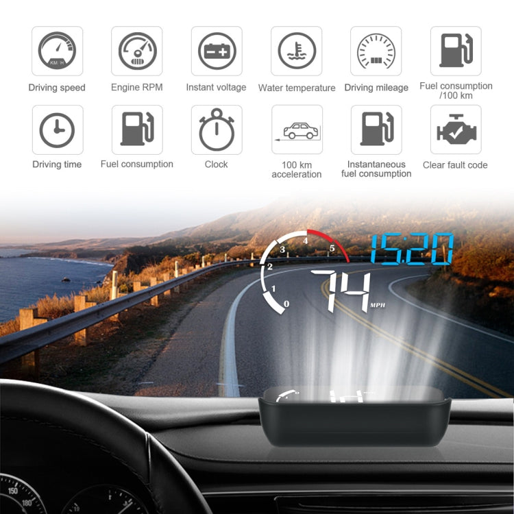 M10 3.5 inch Universal Car OBD2 HUD Vehicle-mounted Head Up Display (Yellow)