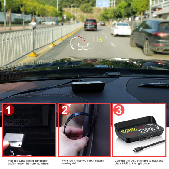 M10 3.5 inch Universal Car OBD2 HUD Vehicle-mounted Head Up Display (Yellow)
