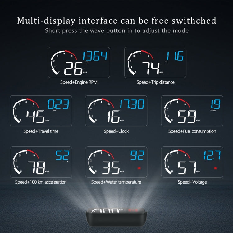 M10 3.5 inch Universal Car OBD2 HUD Vehicle-mounted Head Up Display (Yellow)
