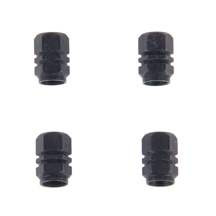 4PCS SA Metal Plated Hexagon Shape Universal Tire Valve Stem Cap(Black)
