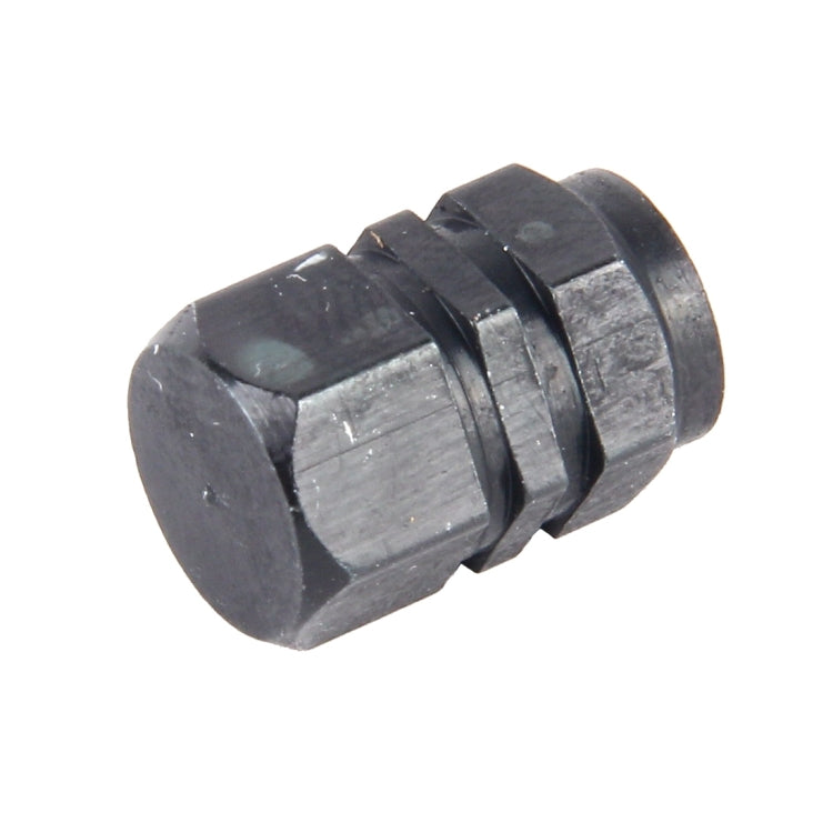 4PCS SA Metal Plated Hexagon Shape Universal Tire Valve Stem Cap(Black)