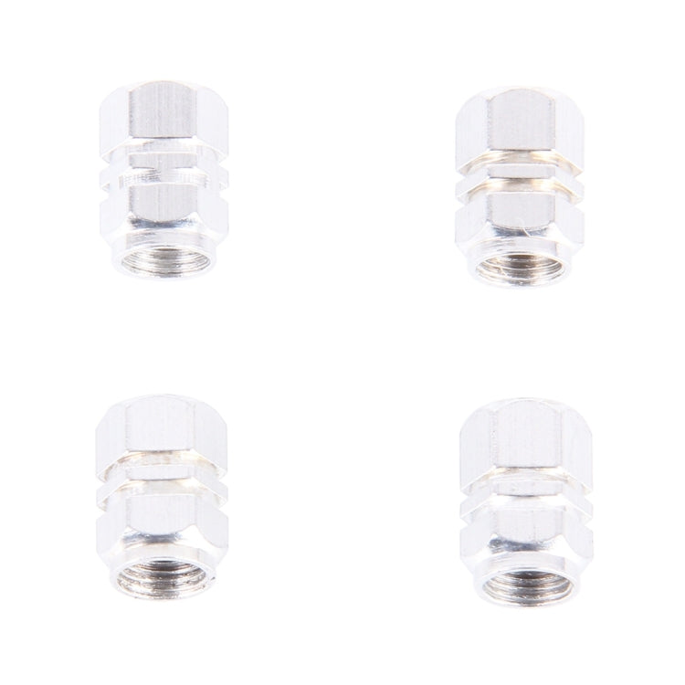 4PCS SA Metal Plated Hexagon Shape Universal Tire Valve Stem Cap(Silver)