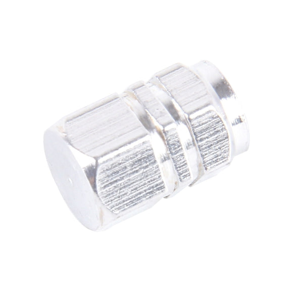 4PCS SA Metal Plated Hexagon Shape Universal Tire Valve Stem Cap(Silver)
