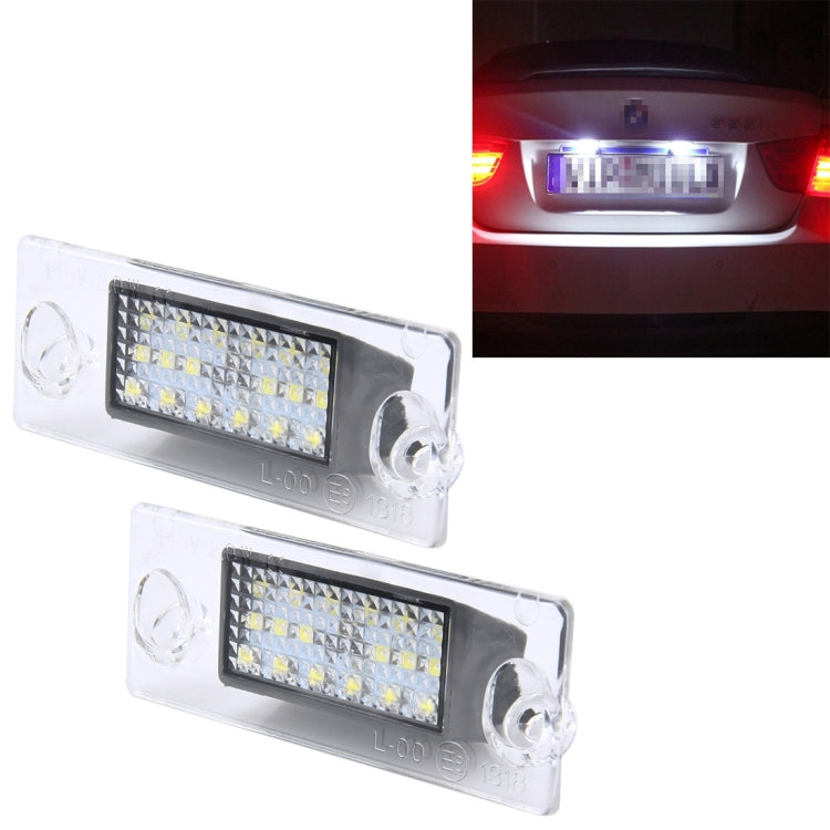 2 PCS License Plate Light with 18  SMD-3528 Lamps for Audi���2W 120LM, DC12V (White Light)