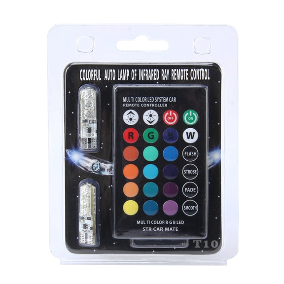 2 PCS T10 2W Auto Flash Strobe Fade Smooth Remote Controlled Colorful LED Clearance Decorative Light, DC 12V
