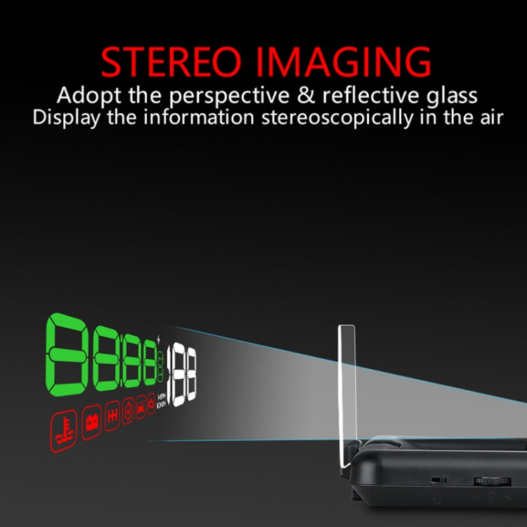 C500 Car HUD Virtual HD Projection Head-up Display, With Adjustable Reflection Board, Speed & RPM & Water Temperature & Oil Consumption & Driving Distance / Time & Voltage Display, Over Speed Alarm, Connect OBD2 Interface(Blue)