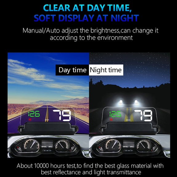 C500 Car HUD Virtual HD Projection Head-up Display, With Adjustable Reflection Board, Speed & RPM & Water Temperature & Oil Consumption & Driving Distance / Time & Voltage Display, Over Speed Alarm, Connect OBD2 Interface(Blue)