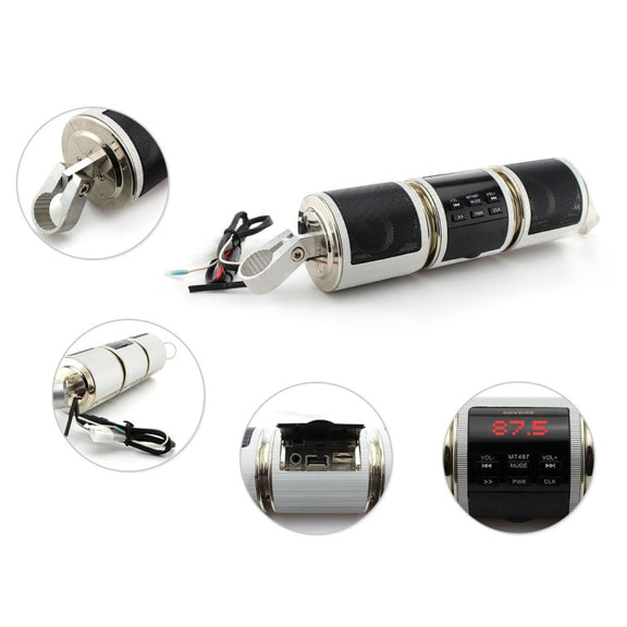 Motorcycle Water-resistant Aluminum Shell Bluetooth Handle Stereo Speaker, Support BT/MP3/FM/TF(Gold)