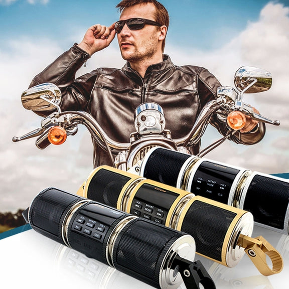 Motorcycle Water-resistant Aluminum Shell Bluetooth Handle Stereo Speaker, Support BT/MP3/FM/TF(Gold)