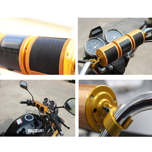 Motorcycle Water-resistant Aluminum Shell Bluetooth Handle Stereo Speaker, Support BT/MP3/FM/TF(Gold)