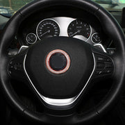 Car Aluminum Steering Wheel Decoration Ring with Diamonds For BMW(Rose Gold)