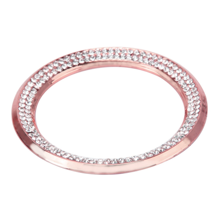 Car Aluminum Steering Wheel Decoration Ring with Diamonds For BMW(Rose Gold)