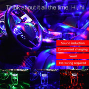 D33 5W USB Charging RGB Car Decoration Portable DJ Light Sound Activated Rotating Strobe Effect Atmosphere Light Star Music Light Lamp, DC 5V