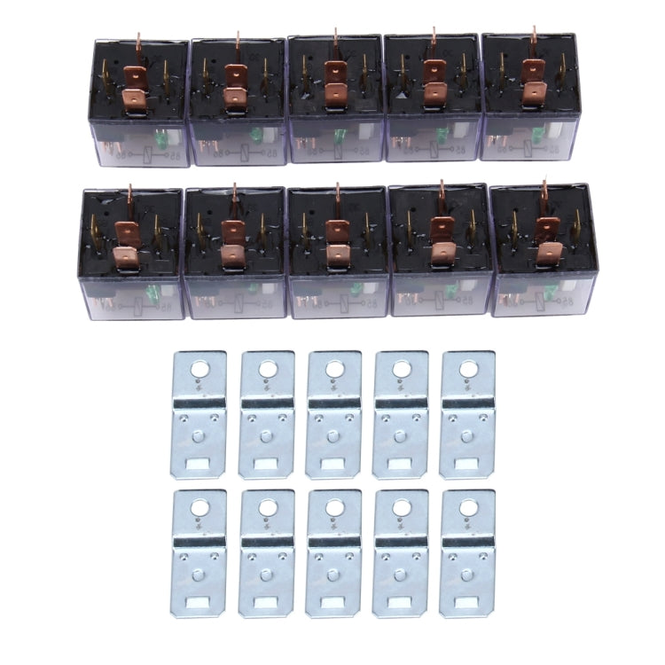 10 PCS JD-1914 80 AMP 12V Water-resistant Car Auto Five Plugs Relay with Warning Light