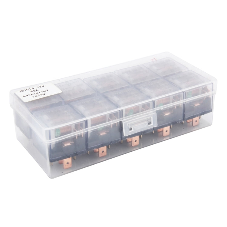 10 PCS JD-1914 80 AMP 12V Water-resistant Car Auto Five Plugs Relay with Warning Light