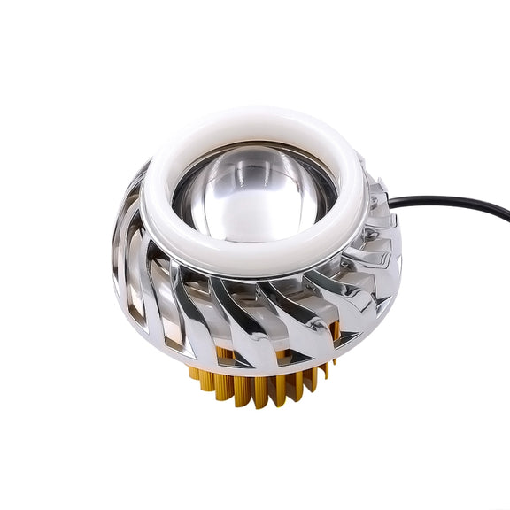Motorcycle 30W DC 12V-85V LED Headlight Lens Built-in Whirlwind Double Aperture Angle Eyes + Devil Eye(Blue Light)