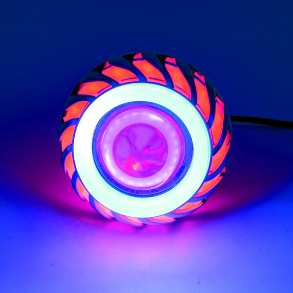 Motorcycle 30W DC 12V-85V LED Headlight Lens Built-in Whirlwind Double Aperture Angle Eyes + Devil Eye(Red Light)
