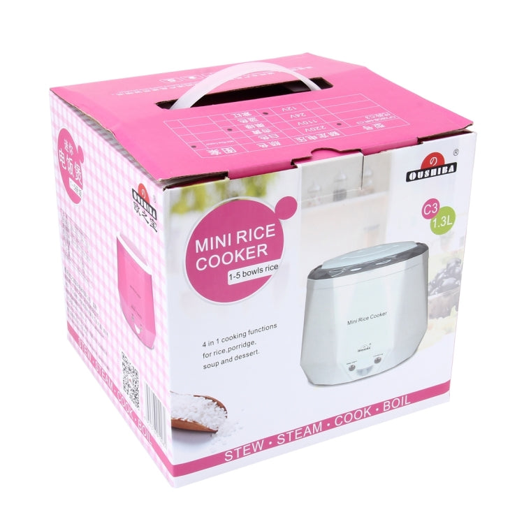 OUSHIBA Car Auto C3 Mini Multi-function Rice Cooker 12V 1.3L Volume for Rice Soup Noodles Vegetable Dessert(Green)