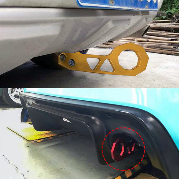 Aluminum Alloy Rear Tow Towing Hook Trailer Ring for Universal Car Auto with 2 x Screw Holes(Blue)