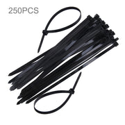 250 PCS 8mm*300mm Nylon Cable Ties(Black)