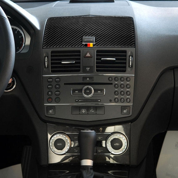 Car German Flag Carbon Fiber Console Navigation Panel Decorative Sticker for Mercedes-Benz W204 C Class 2007-2010