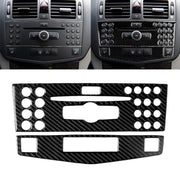 Car Carbon Fiber Center Console Panel Decorative Sticker for Mercedes-Benz W204 C Class 2007-2010