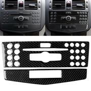 Car Carbon Fiber Center Console Panel Decorative Sticker for Mercedes-Benz W204 C Class 2007-2010
