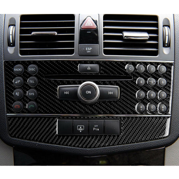 Car Carbon Fiber Center Console Panel Decorative Sticker for Mercedes-Benz W204 C Class 2007-2010