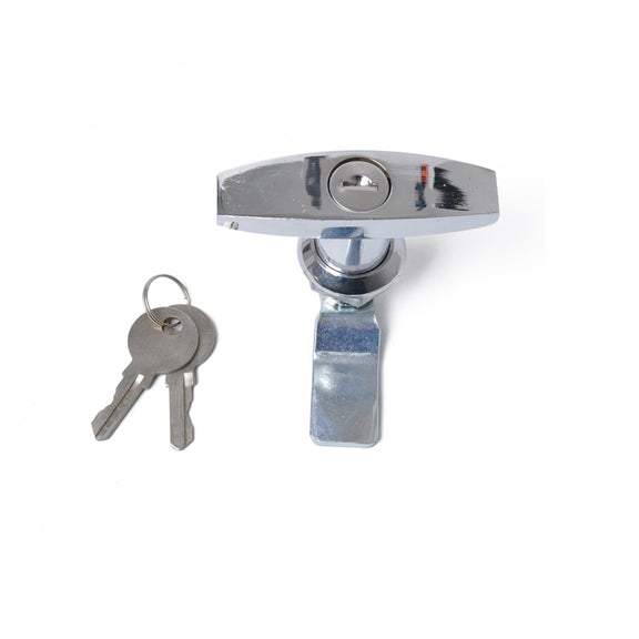 T Shape Handle Paddle Entry Door Latch & Keys Tool Box Lock for Trailer / Yacht / Truck (Silver)