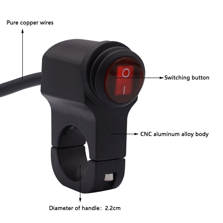 Motorcycle Headlight Auxiliary Light Water-resistant Aluminum Alloy Single Flash Switches with Indicator Light