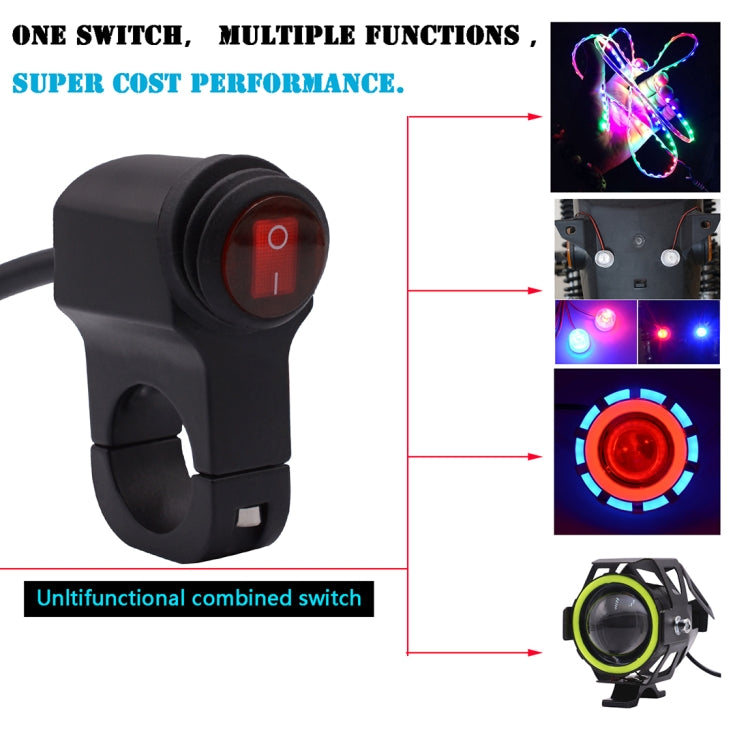 Motorcycle Headlight Auxiliary Light Water-resistant Aluminum Alloy Single Flash Switches with Indicator Light