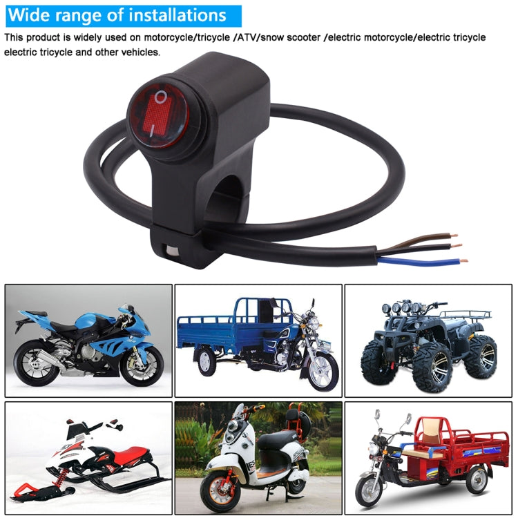 Motorcycle Headlight Auxiliary Light Water-resistant Aluminum Alloy Single Flash Switches with Indicator Light