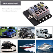 1 in 8 Out Fuse Box PC Terminal Block Fuse Holder Kits with LED Warning Indicator for Auto Car Truck Boat