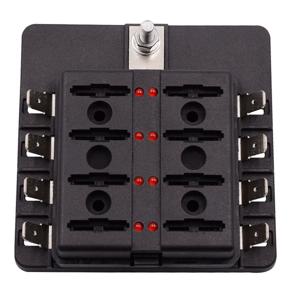 1 in 8 Out Fuse Box PC Terminal Block Fuse Holder Kits with LED Warning Indicator for Auto Car Truck Boat