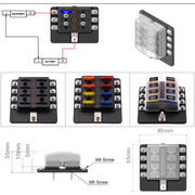 1 in 8 Out Fuse Box Screw Terminal Section Fuse Holder Kits with LED Warning Indicator for Auto Car Truck Boat