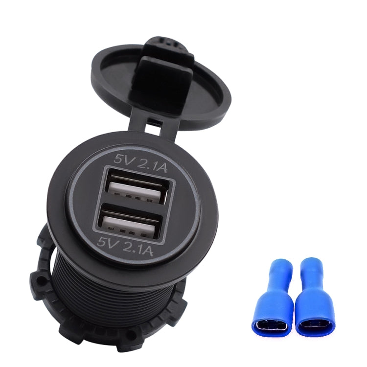 Universal Car Charger 2 Port Power Socket Power Dual USB Charger 5V 4.2A IP66 with Aperture(Orange Light)
