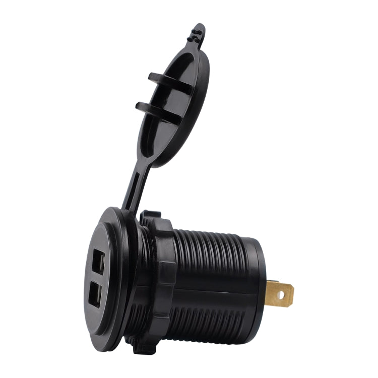 Universal Car Charger 2 Port Power Socket Power Dual USB Charger 5V 4.2A IP66 with Aperture(Orange Light)