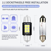 2 PCS 39mm DC12V-24V 3W 6000K 660LM 6LEDs SMD-3030 Car Reading Lamp / License Plate Light