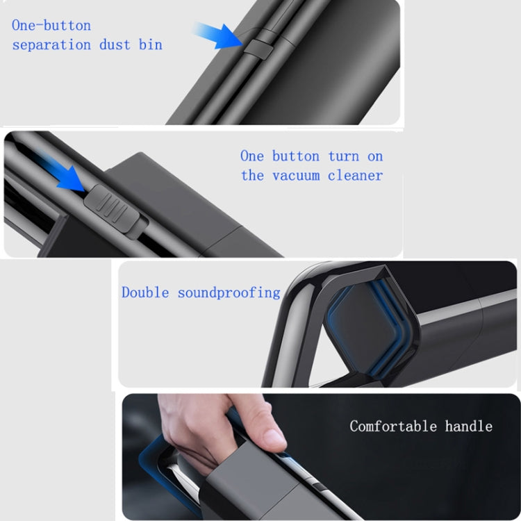 Car Portable Wireless 120W Handheld Powerful Vacuum Cleaner (White)
