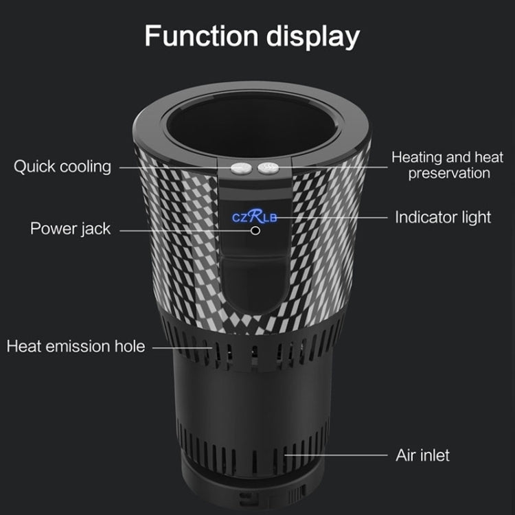 Portable 12V Car Smart Dual-purpose Heating Cooling Cup Holder (Black)