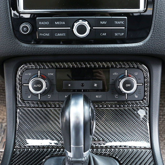 Car Carbon Fiber Air Conditioning Panel Decorative Sticker for Volkswagen Touareg 2011-2018