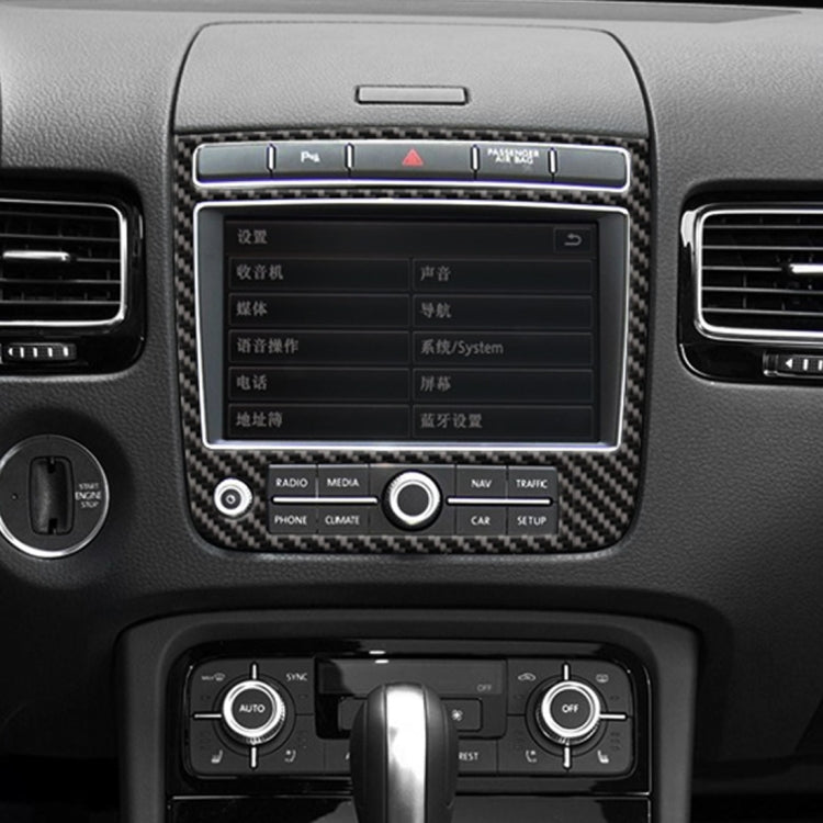 Car Carbon Fiber Navigation Panel Decorative Sticker for Volkswagen Touareg 2011-2018
