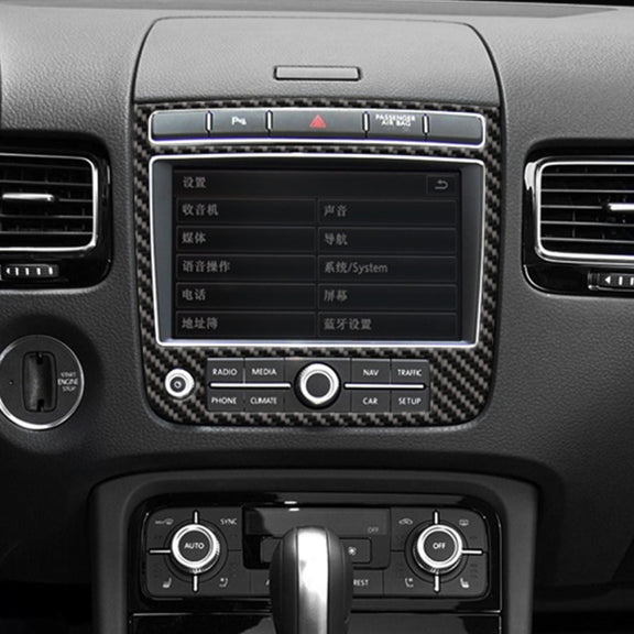 Car Carbon Fiber Navigation Panel Decorative Sticker for Volkswagen Touareg 2011-2018