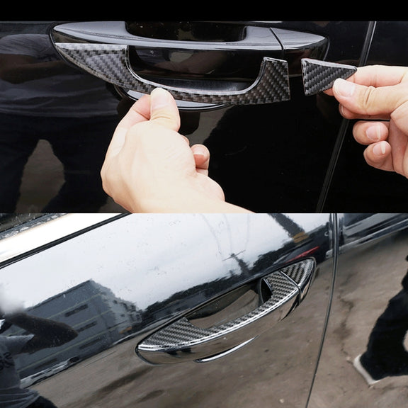 8 PCS Car Carbon Fiber Door Inner and Outer Handle Panel Decorative Sticker for Volkswagen Touareg 2011-2018
