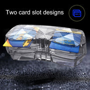 Car Multi-functional Glasses Case Sunglasses Storage Holder with Card Slot, Diamond Style (Pink)