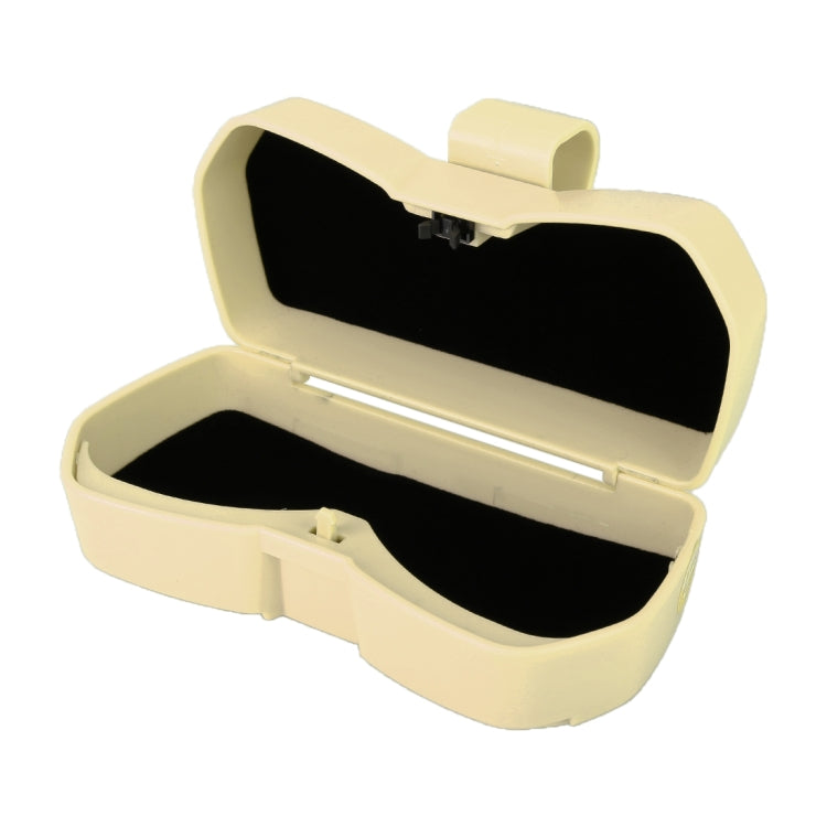 Car Multi-functional Glasses Case Sunglasses Storage Holder with Card Slot, Diamond Style (Beige)
