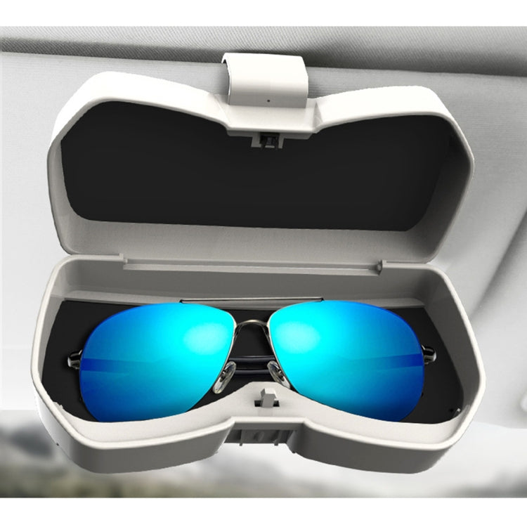 Car Multi-functional Glasses Case Sunglasses Storage Holder with Card Slot, Diamond Style (Beige)